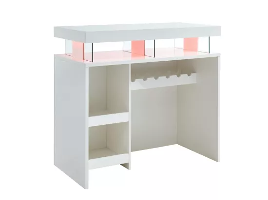 Meuble de bar avec LEDS en MDF blanc laqué - FABIO II