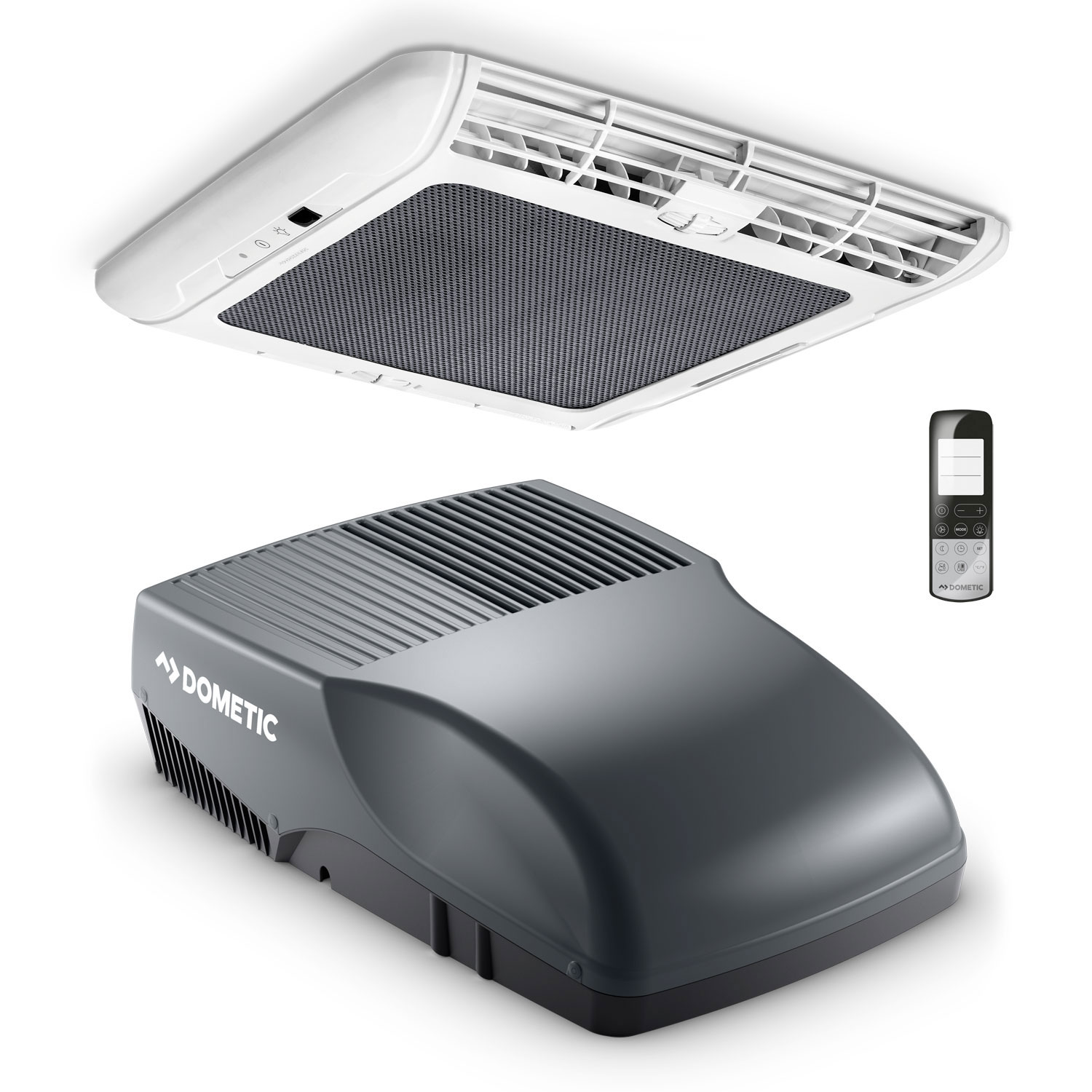 Dometic FreshJet 2200 Dachklimaanlage mit Luftverteilerbox und Fernbedienung für Reisemobile bis 7 Meter Grau