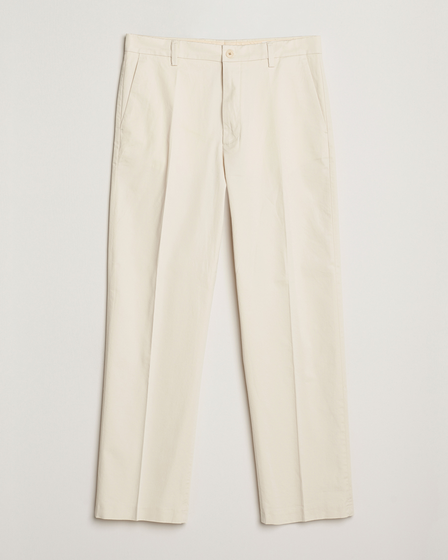 NN07 Paw Cotton/Lyocell Pleated Trousers Ivory
