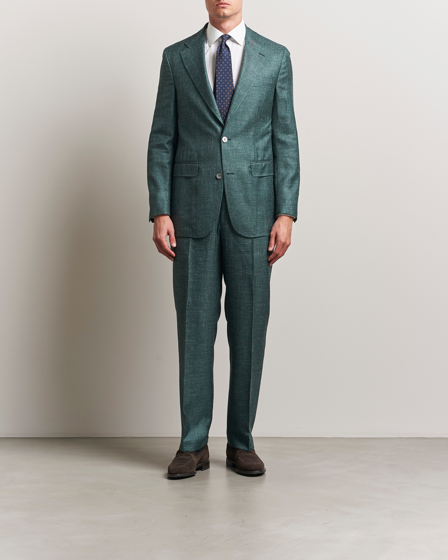 Oscar Jacobson Del S Wool/Silk/Linen Trousers Green