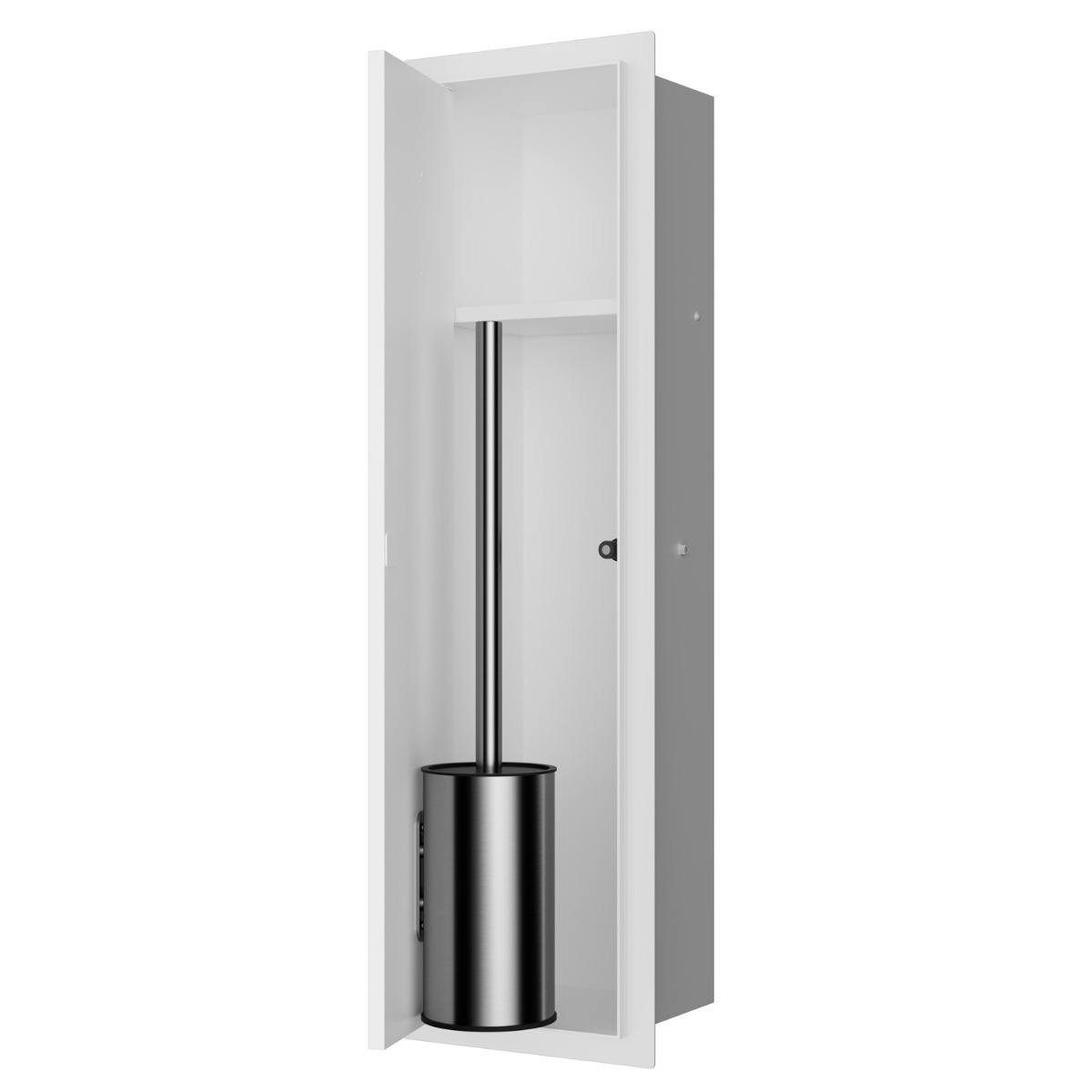 Saniclear Hide inbouw toiletborstel met rolhouder mat wit