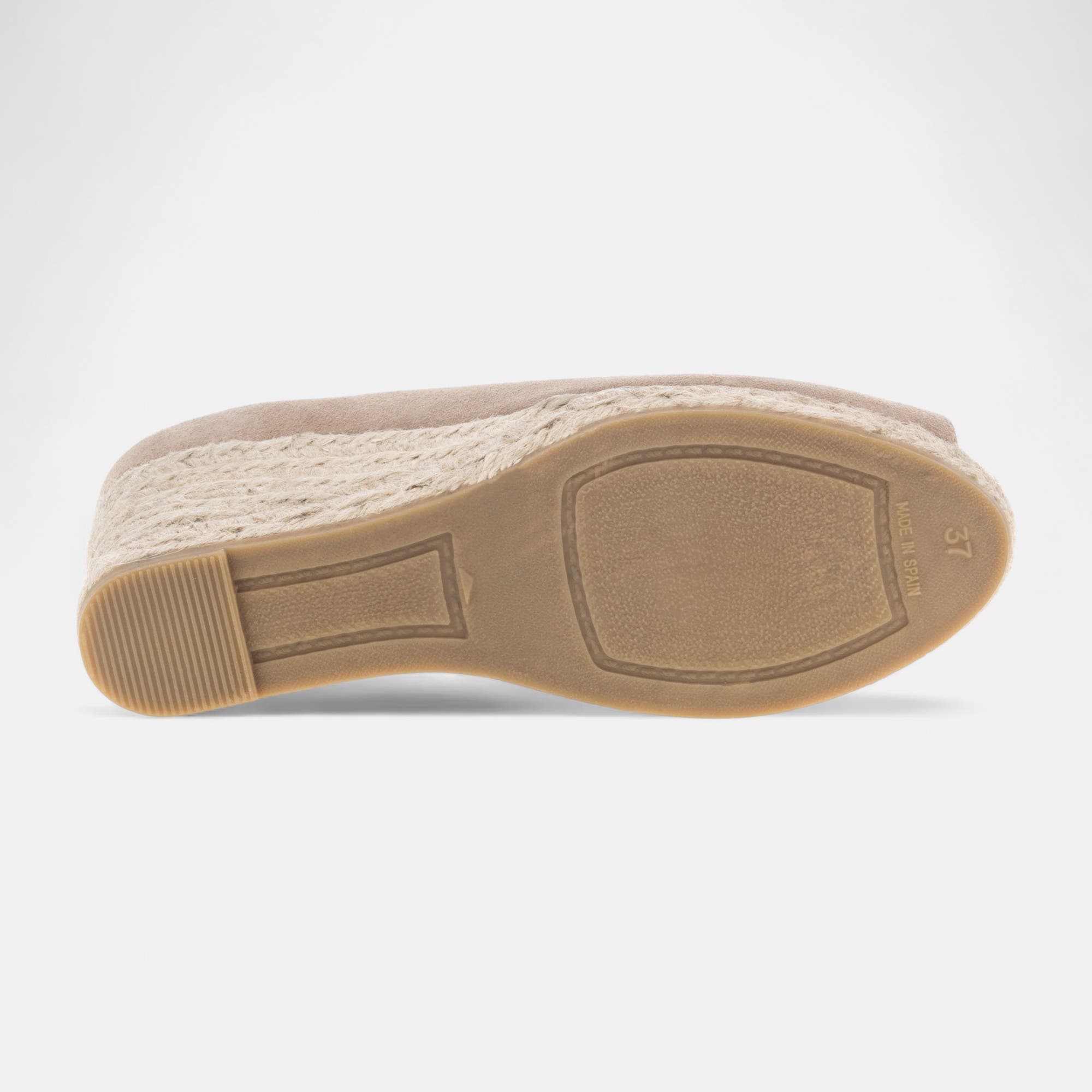 Espadrilles à talon compensé Femme en cuir ecru