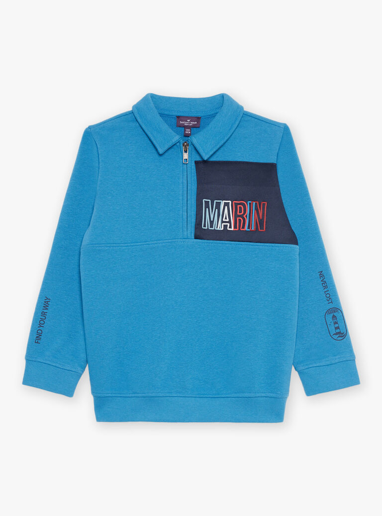 Sweat Marin bleu à col zippé