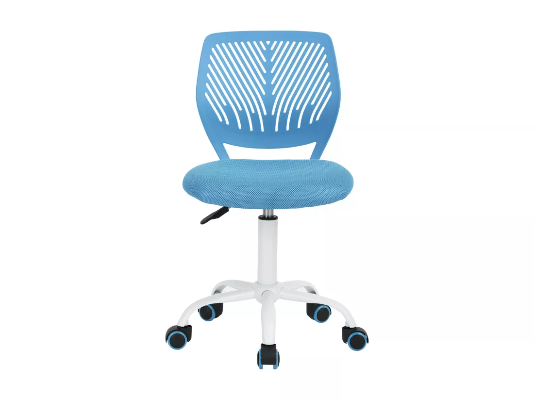 URBAN MEUBLE Chaise de bureau pivotante bleu, dossier ergonomique, revêtement en maille, hauteur réglable, style moderne, pour la maison et le bureau