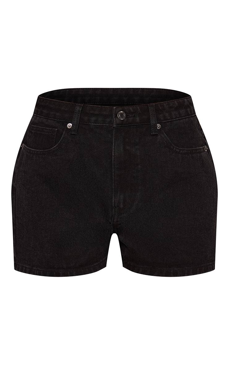 Noir Délavé Short En Jean Mom Taille Haute