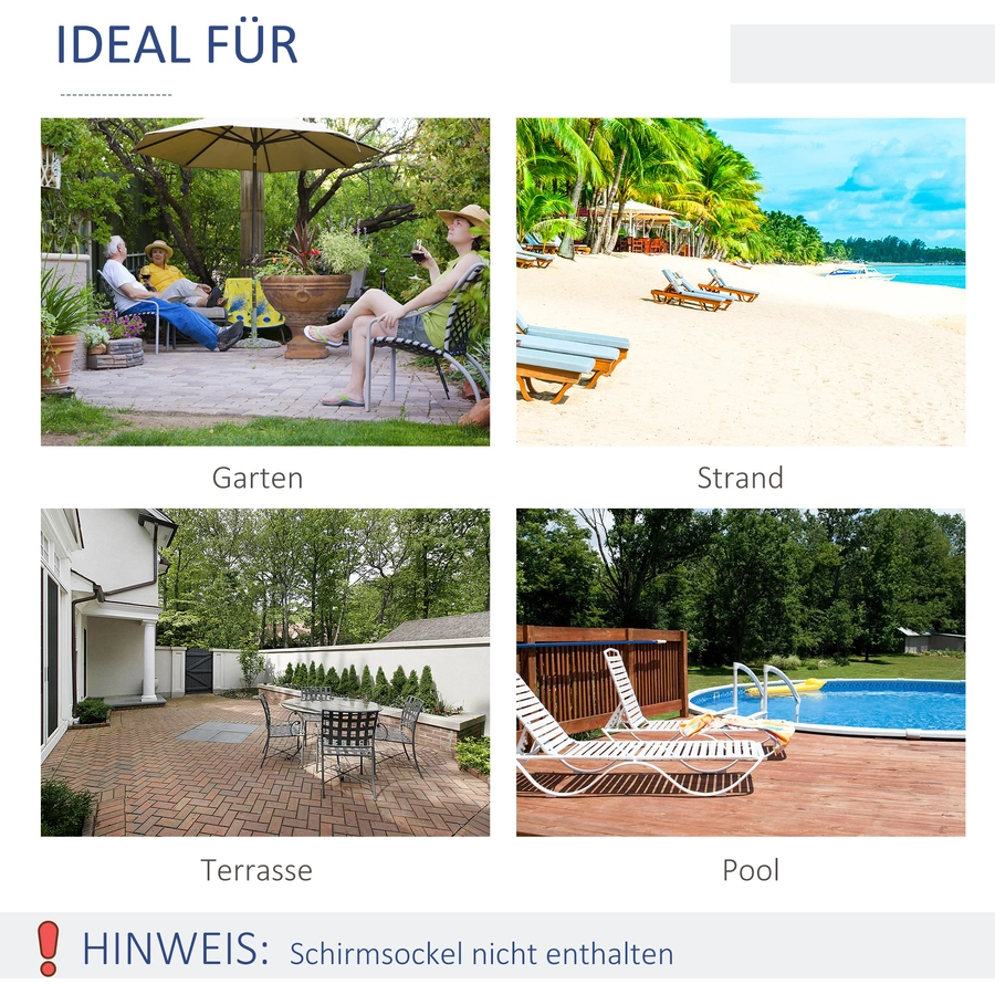 Outsunny Sonnenschirm mit verstellbarem Winkel blauweiß