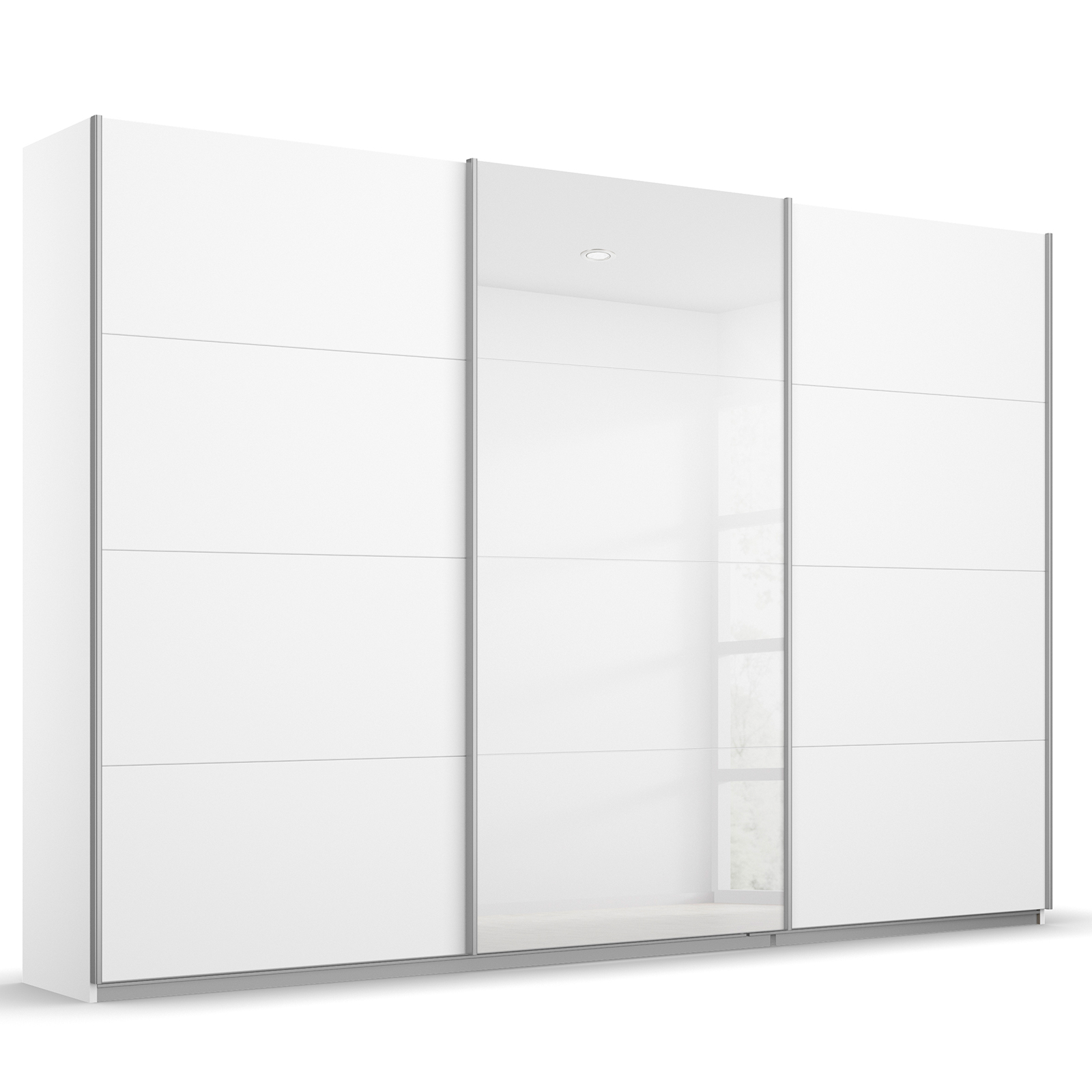 Schwebetürenschrank - alpinweiß - Glastür - 271x210 cm