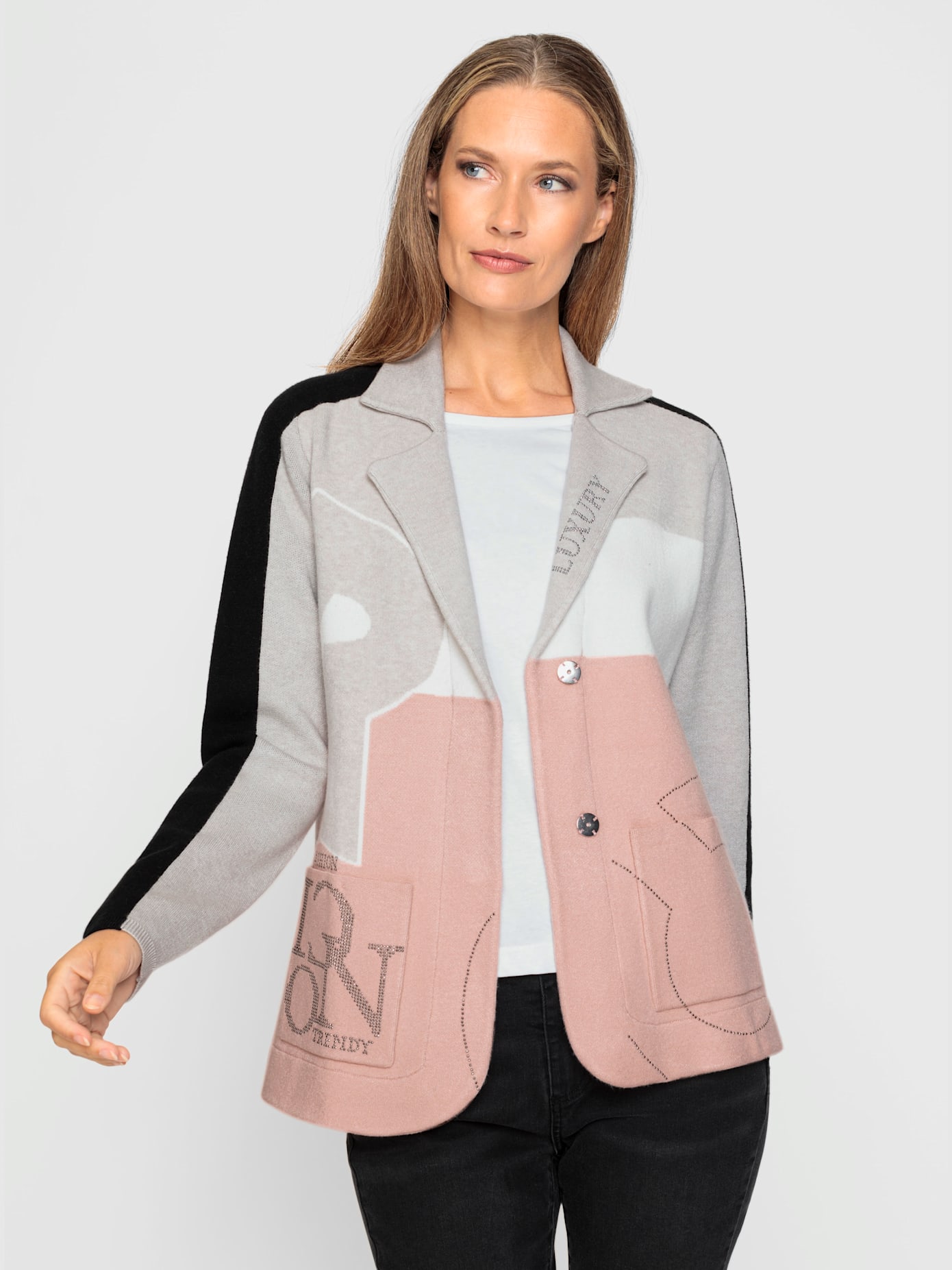 Veste en tricot motif patchwork