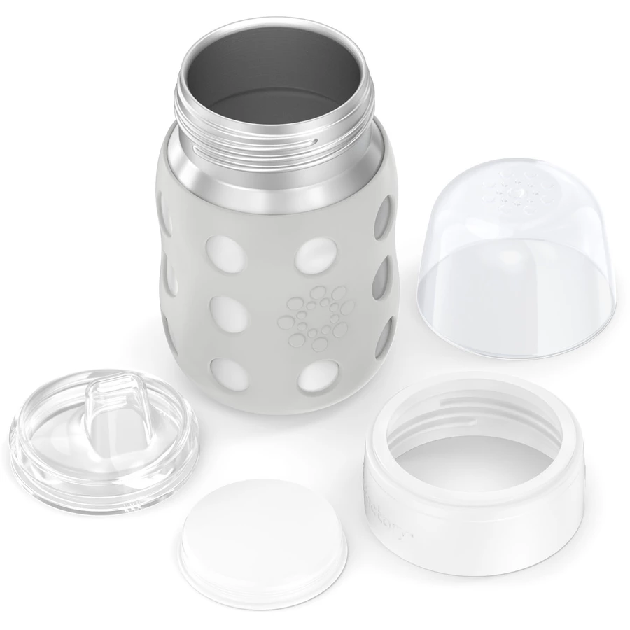 lifefactory Baby-Weithalsflasche 235 ml mit Soft Sippy Cap, cool grey