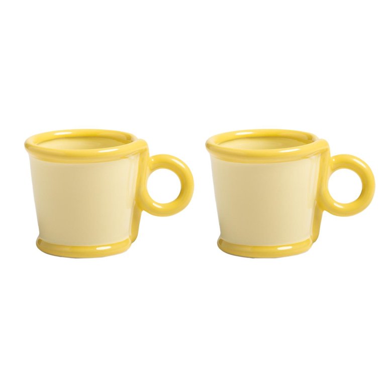 &klevering Loop espresso mok set van 2 geel