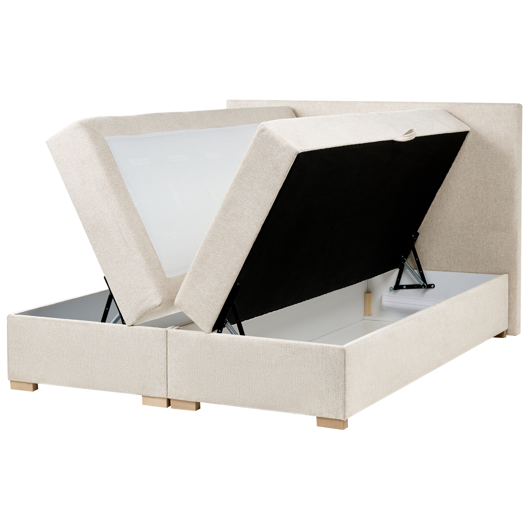Beliani - MAJOR - Boxspring - Lichtbeige - 140 x 200 cm - Stof