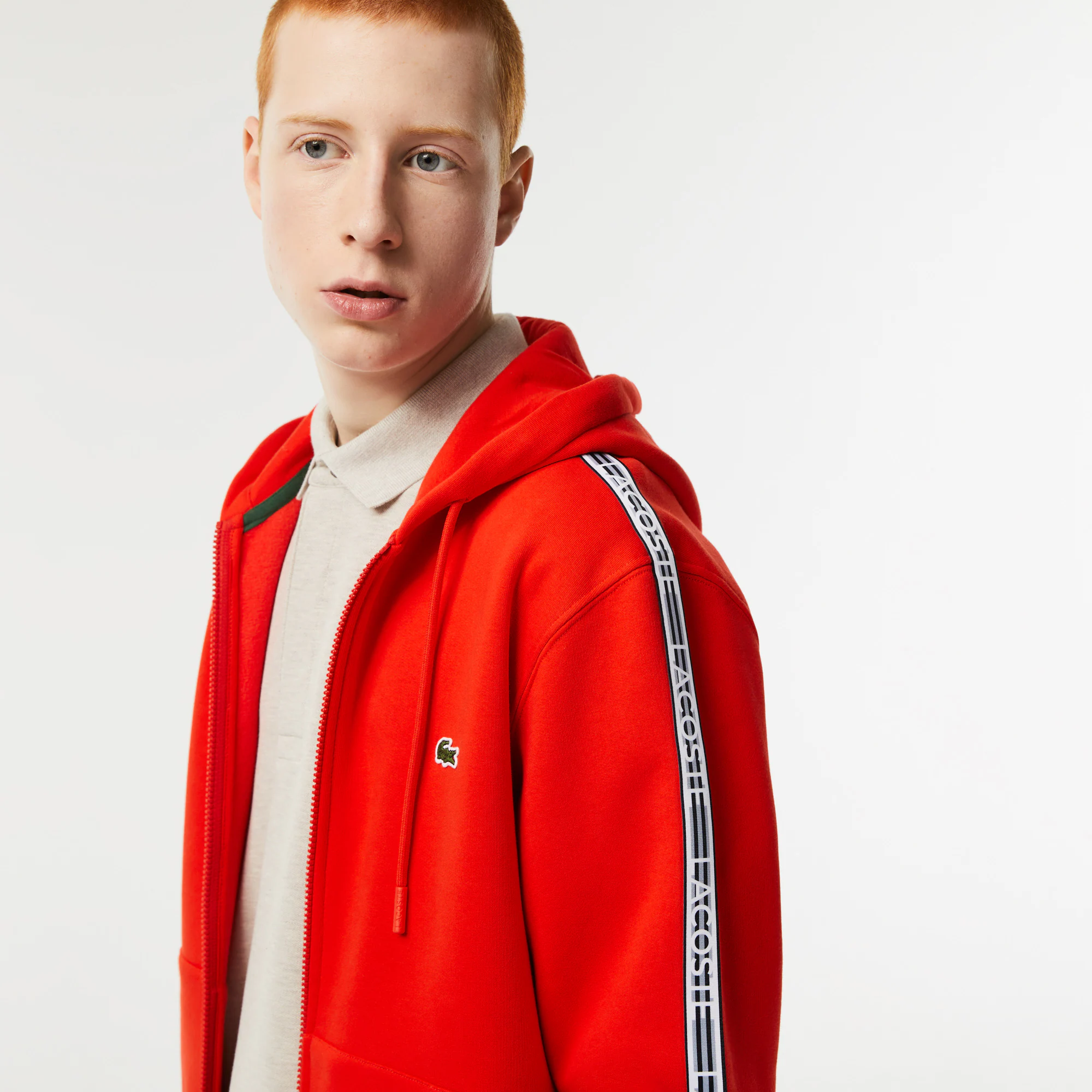 Herren Jogger Pulli mit Logo-Streifen und Reißverschluss Sweatshirts - Rot - Lacoste - Herren