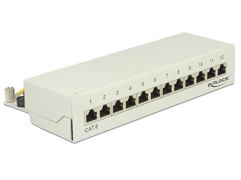 Delock Patchpanel 12 Port Desktop Cat.6 LSA grau Desktop-Patchpanel im Metallgehäuse