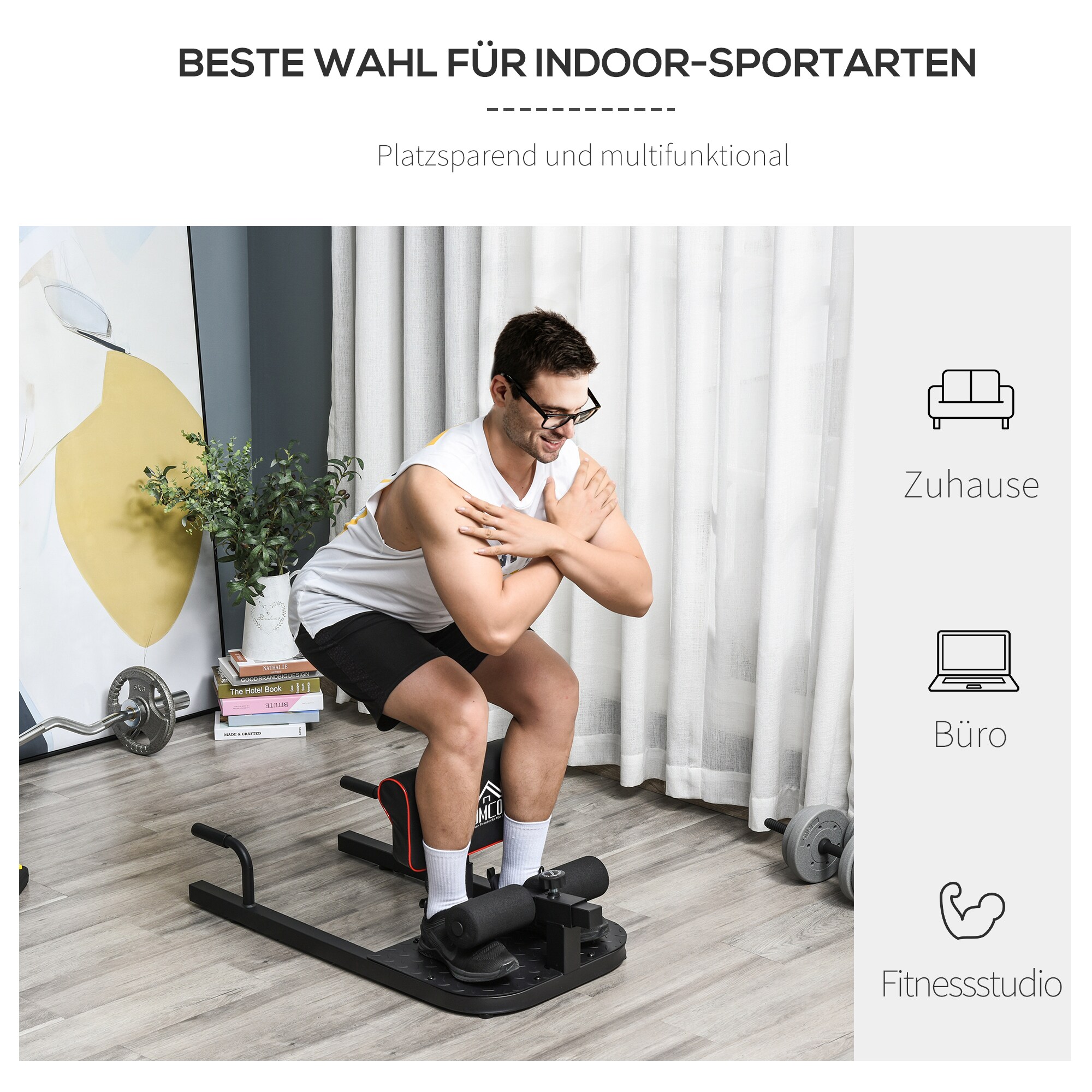 HOMCOM 3-in-1 Trainingsgerät 97 x 50 x 45,5–57,5 cm (LxBxH)