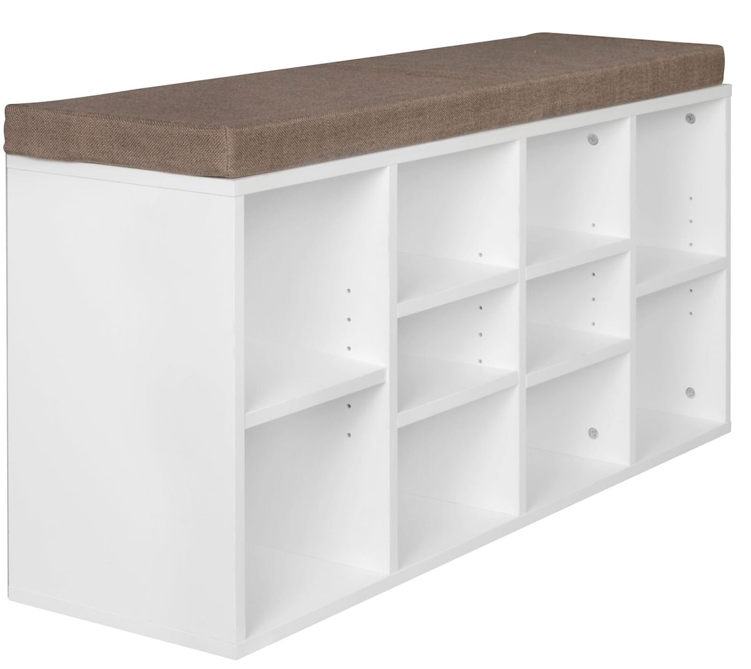 Garderobenbank 103 x 53 cm braun/weiß