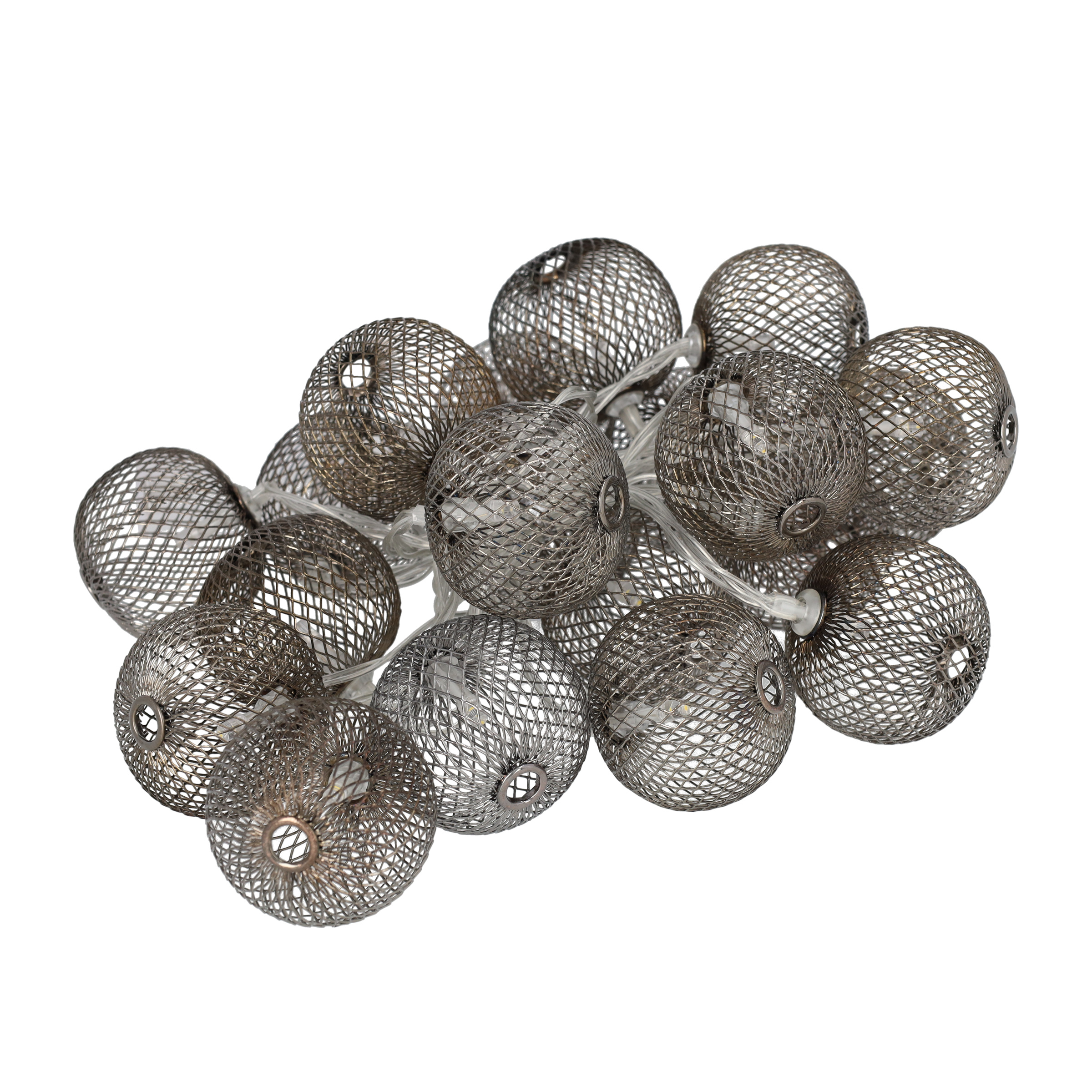 (3m) 20 LED's Metall Deko USB Lichterkette Kugeln Outdoor Beleuchtung IP44 - Schwarz