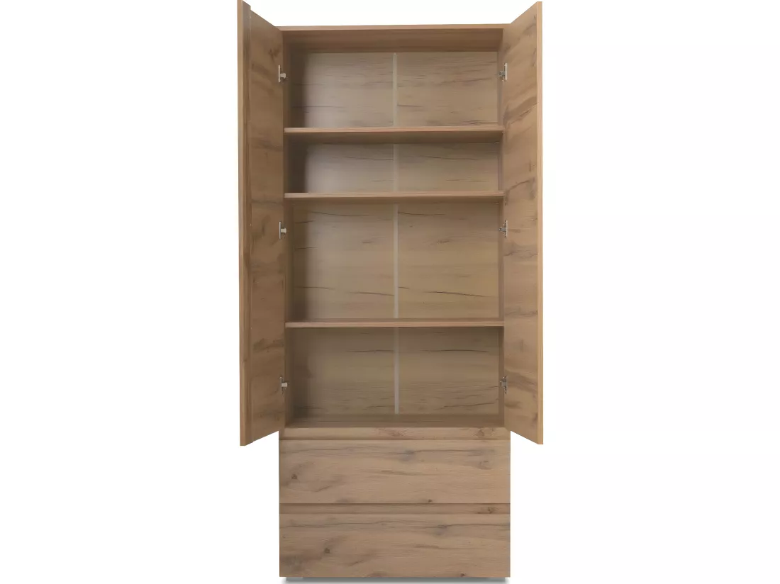 Vaisselier 2 portes 2 tiroirs effet chêne 80 cm - Medea