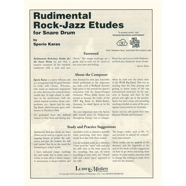 Ludwig Masters Publications Rudimental Rock-Jazz Etudes
