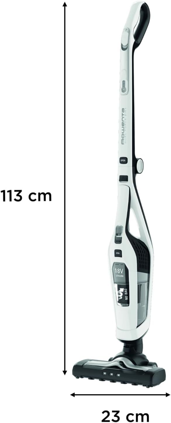 Rowenta RH6737 Dual Force 2-in-1 kabelloser Akku-Stabstaubsauger, integrierter Handstaubsauger, klappbarer Griff, sehr leicht – nur 2,5 kg, LED-Beleuchtung, Weiß