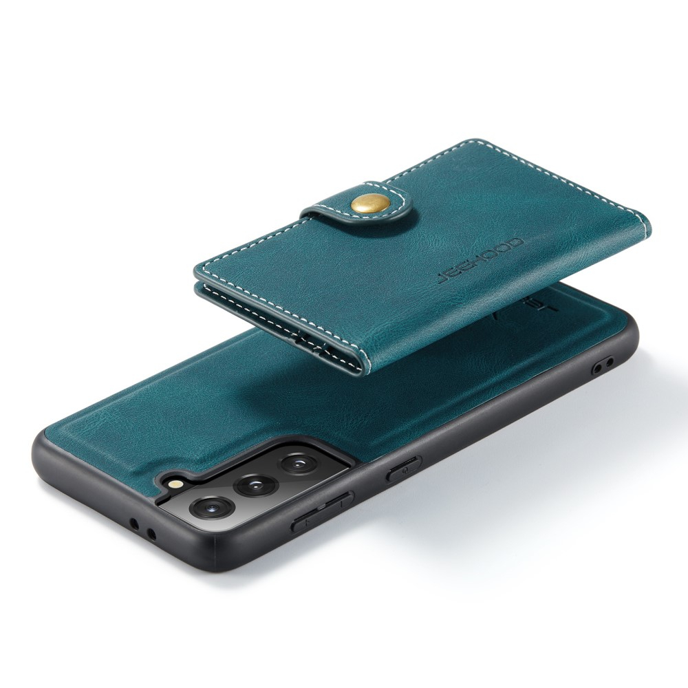 2in1 Samsung Galaxy S21 FE 5G Leder Hülle Wallet   Magnetisches Kreditkartenfach  - Grün