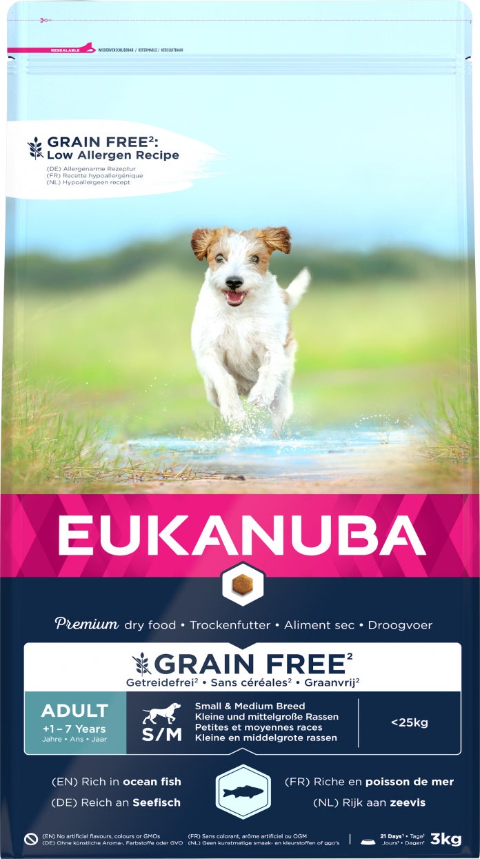 Eukanuba hondenvoer graanvrij zeevis adult small/medium 3 kg