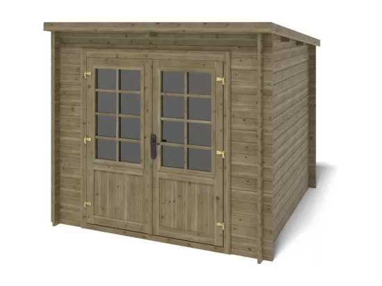Abri de jardin en bois - 6,25m2 - 2,50x2,50m - Traité - Ep. 28mm - Couleur: vert - DOM724 - ALTANKA