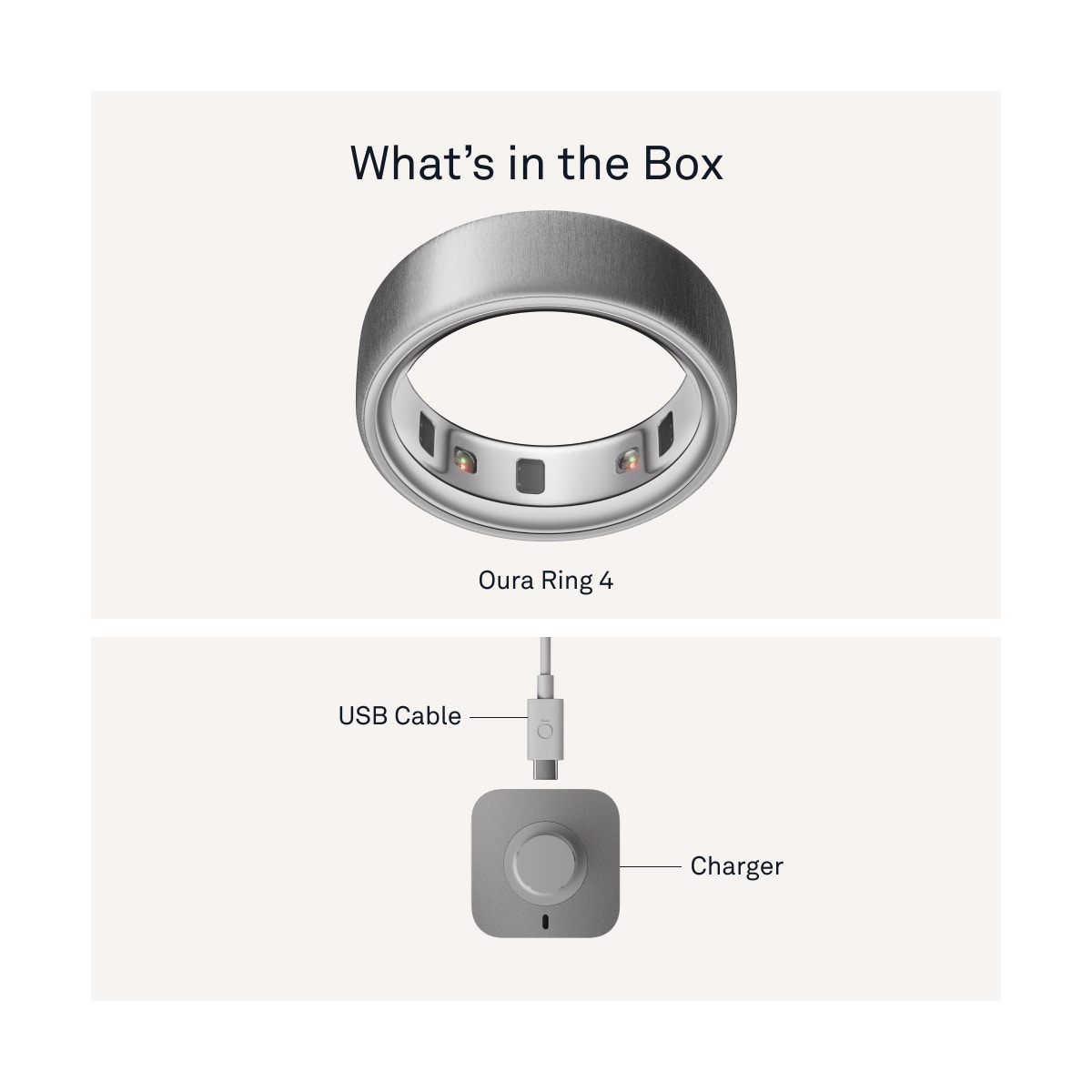 Oura-ring smarttring 4 størrelse 15 (Brushed Silver)