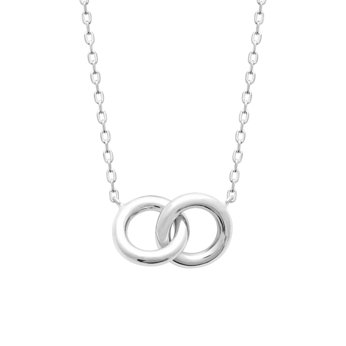 Collier Brillaxis anneaux entrelacés argent rhodié
