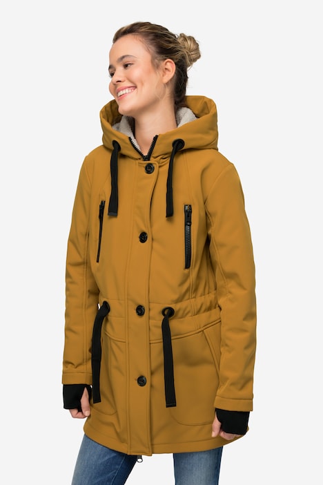 Softshell-Jacke, Fleece-Innenseite, Kapuze mit Teddyfutter