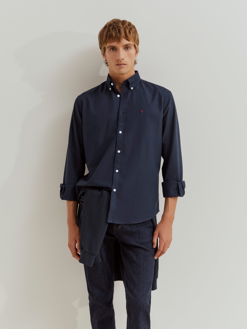 Camisa oxford regular fit em algodão