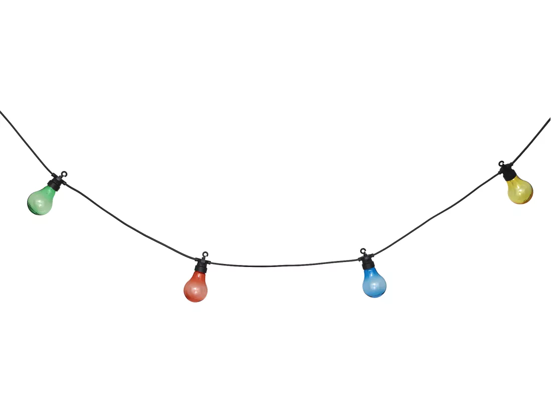 Guirlande Lumineuse Solaire façon guinguette 10 Ampoules de couleurs LED Blanc chaud sur 5 mètres