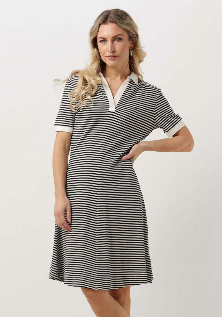 TOMMY HILFIGER blauw/wit gestreepte tommy hilfiger mini jurk f+f open plcktlycll polo dress