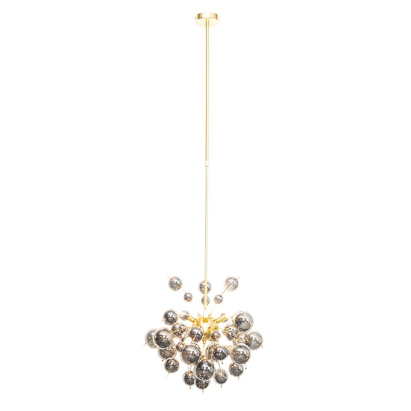 Design hanglamp messing met glas smoke 8-lichts - Explode