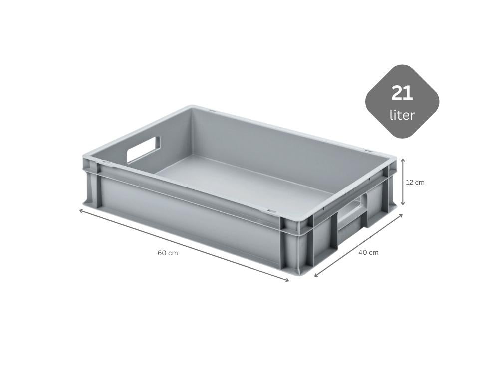 PROREGAL Eurobox met open handgreep HxBxD 12 x 40 x 60 cm 21 liter Grijze Eurobox Transportbox