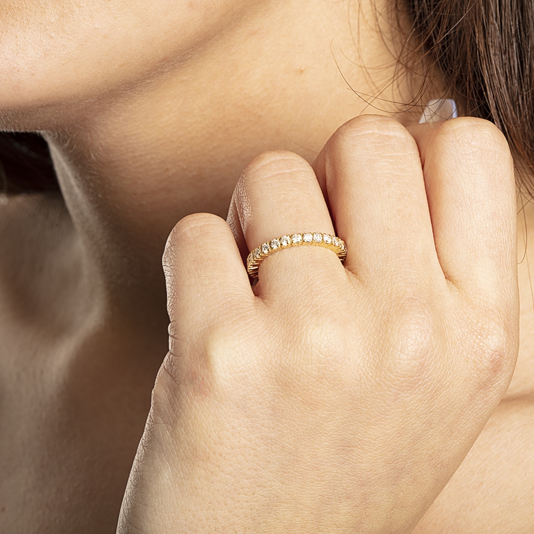 Mémoire-Ring 750/18 K Gelbgold mit Diamanten 1.00 ct H/si