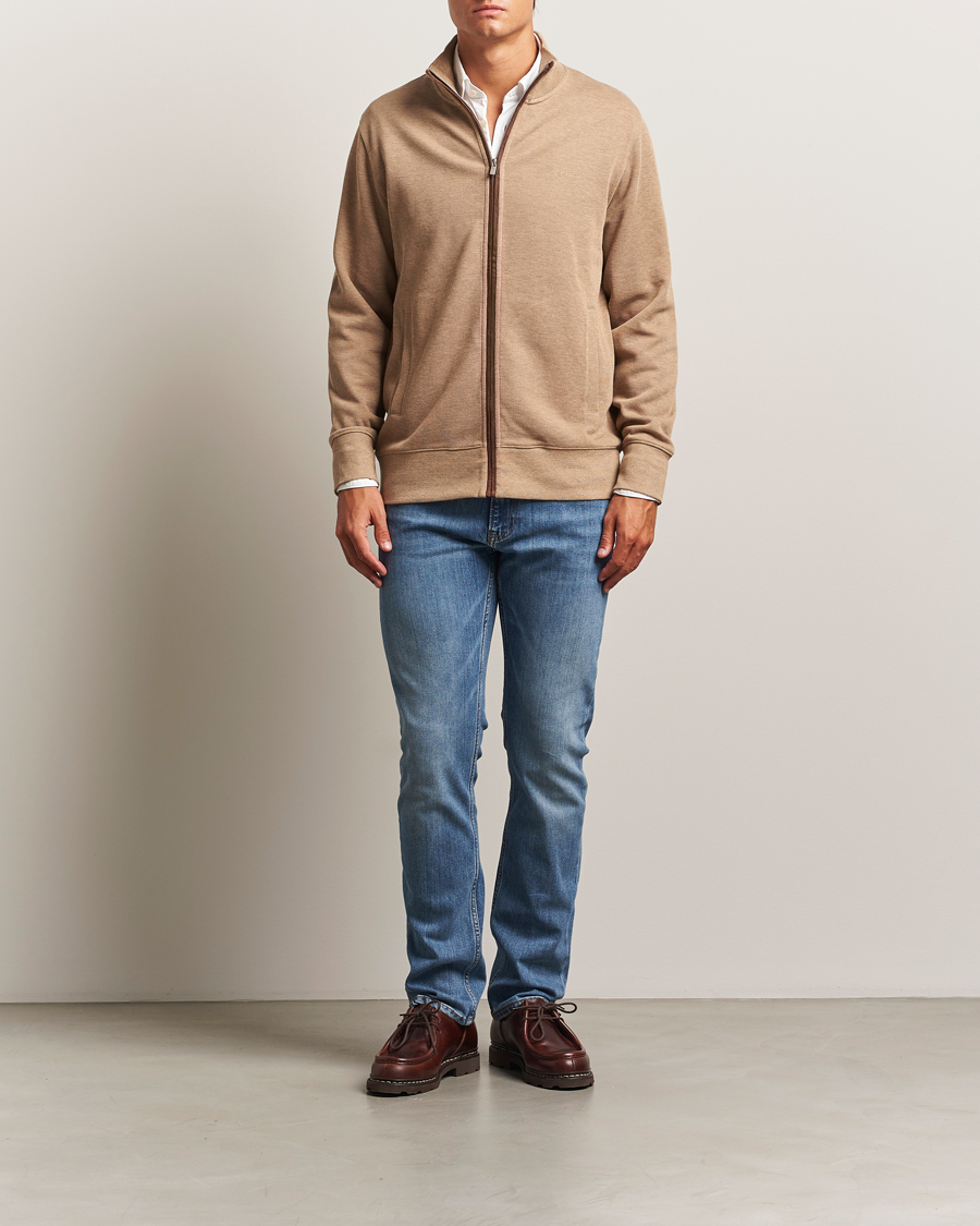 GANT Sacker Rib Full Zip Khaki Melange