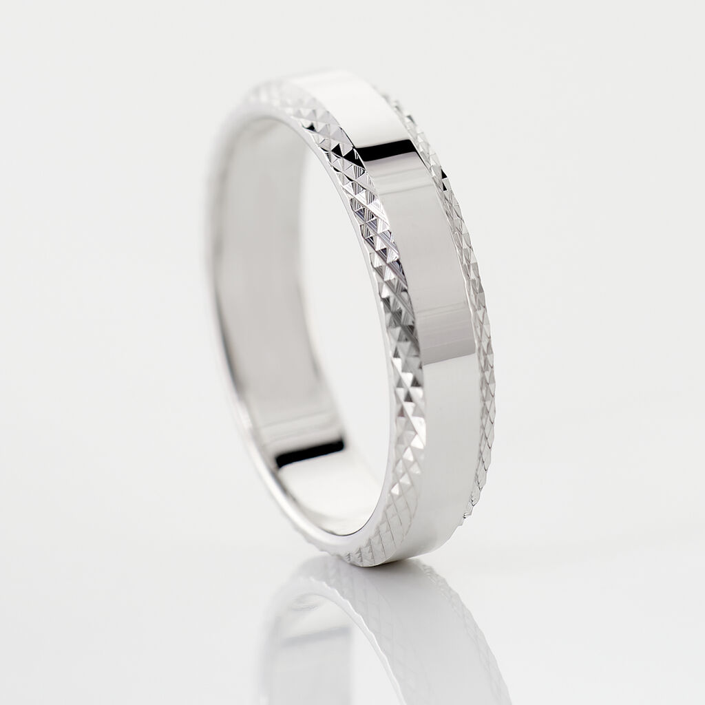 Alliance Beritan Demi Jonc Classique Argent Blanc