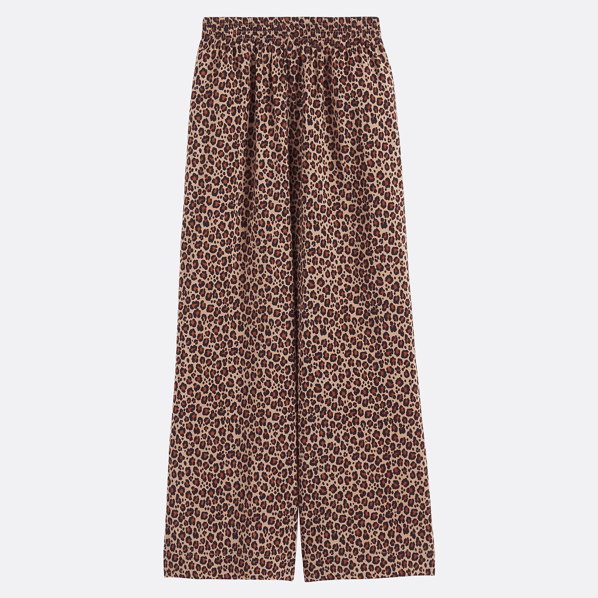 COLEÇÕES LA REDOUTE<br>Calças de perna larga e cintura alta com estampa de leopardo