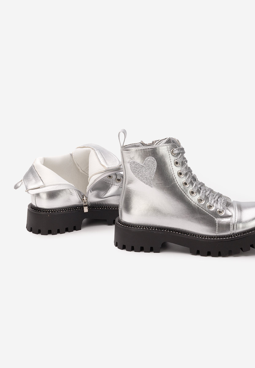 Bottines rangers femme argent Lazaria