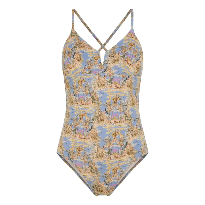 Momoni Maillot 1 Pièce Coral Spring Imprimé | Bleu