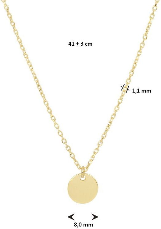 Geelgouden ketting met rondje 8mm