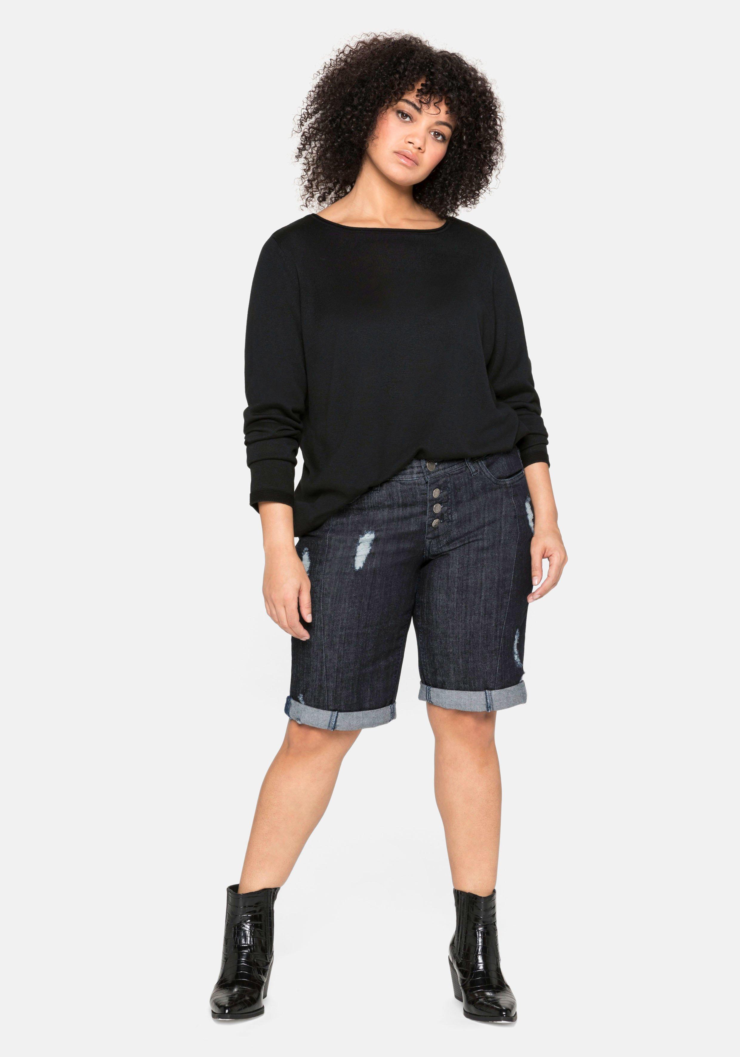 Jeansbermudas im Used-Look