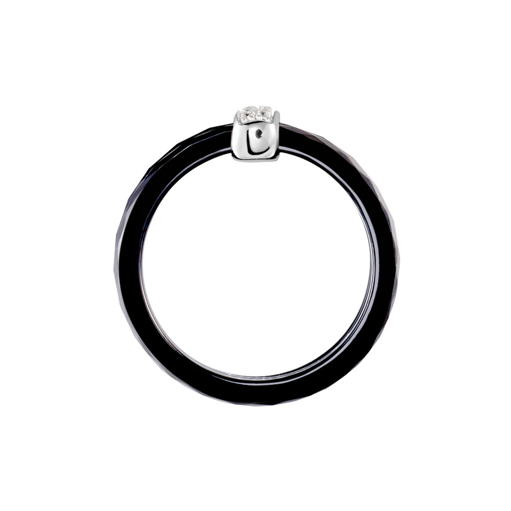 Bague Ceramik Design Argent Blanc Oxyde De Zirconium Et Céramique