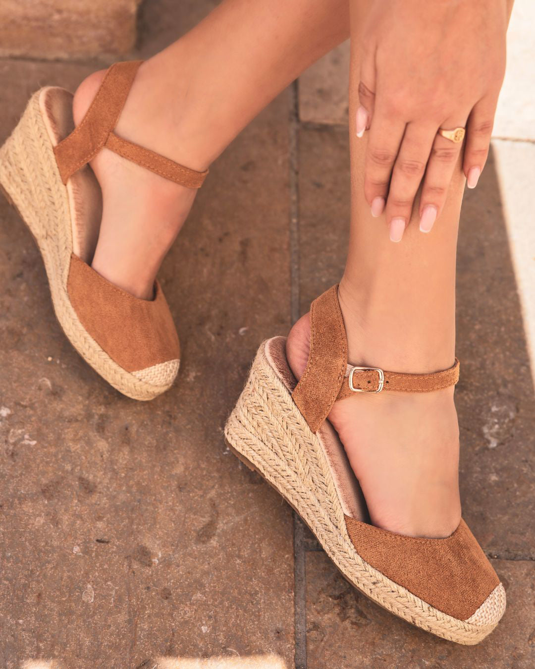 Sandale femme compensée camel - Marianne
