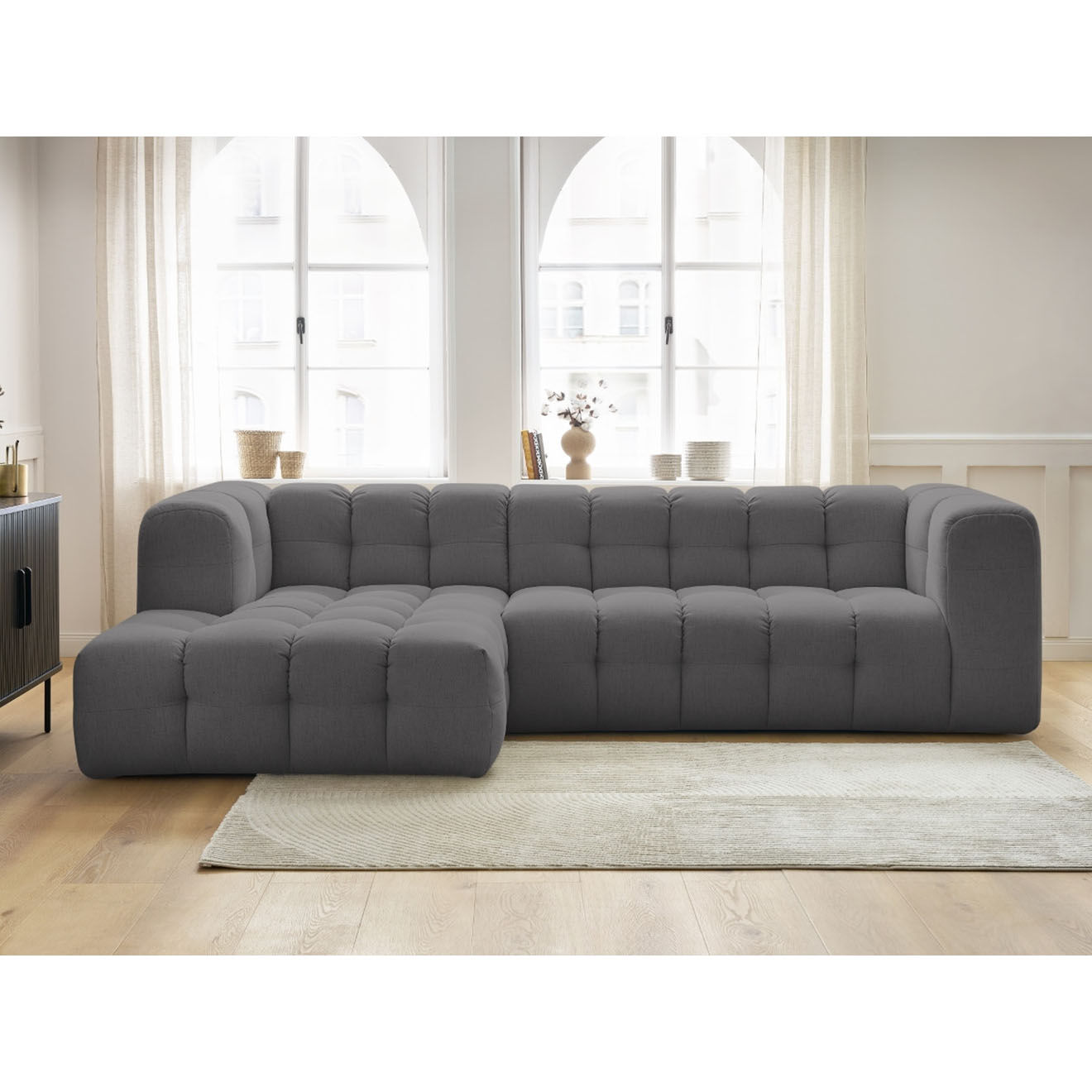 Bobochic Canapé d'angle gauche cloud gris foncé - 288x184x75 cm