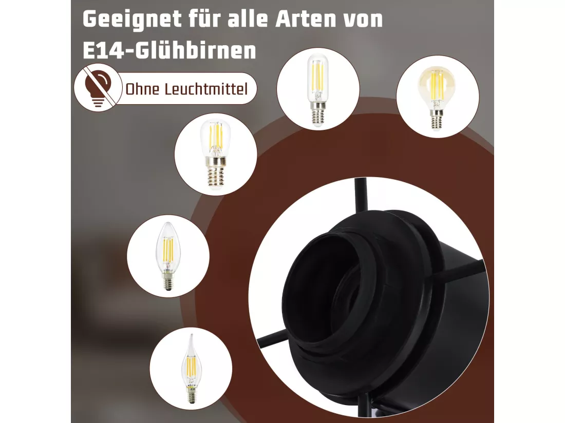 NETTLIFE Spot de plafond noir E14 plafonnier orientable à 350° vintage métal orientable sans ampoule chambre