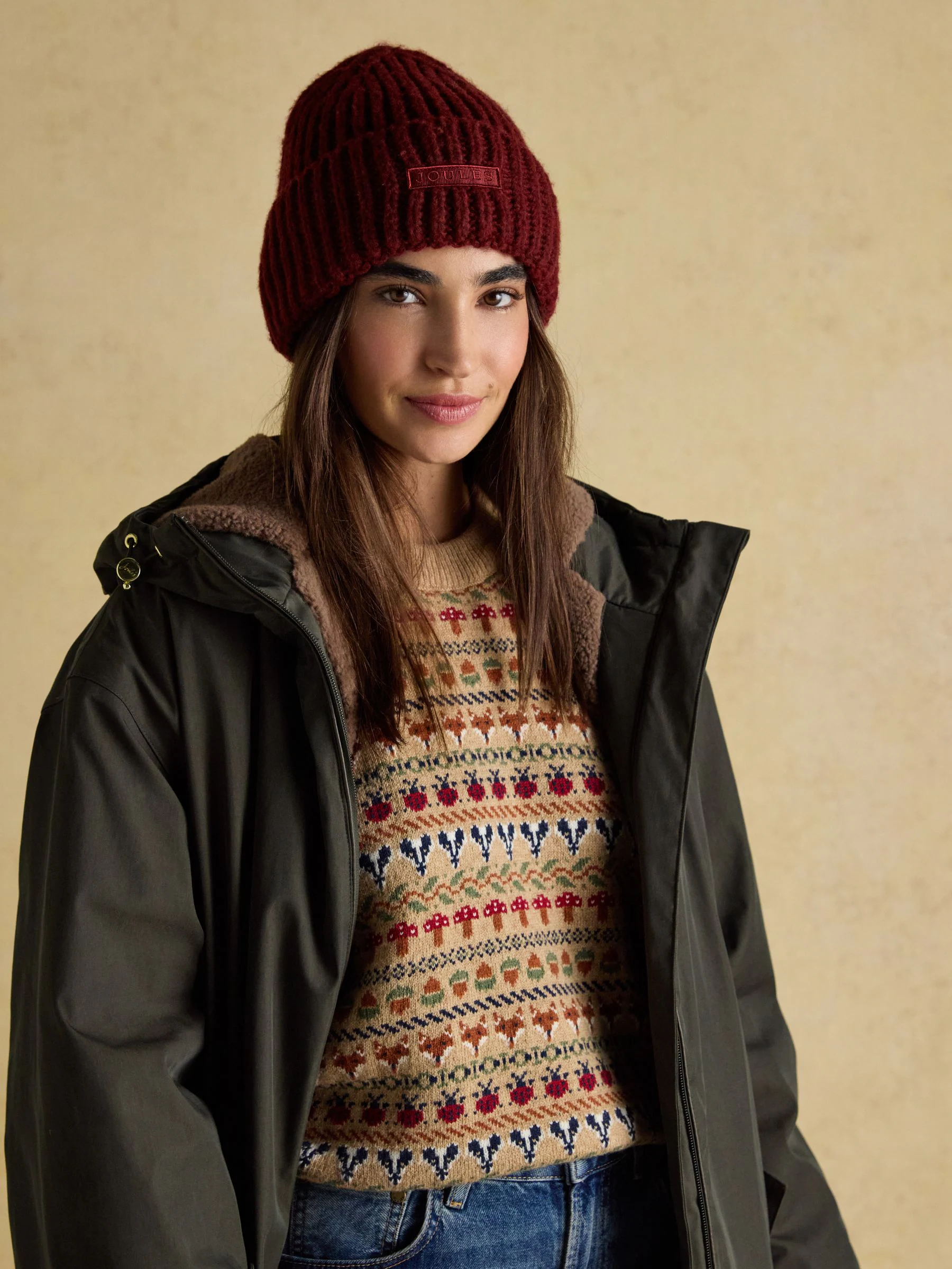 Bessenrood - Joules Rosa beanie-muts