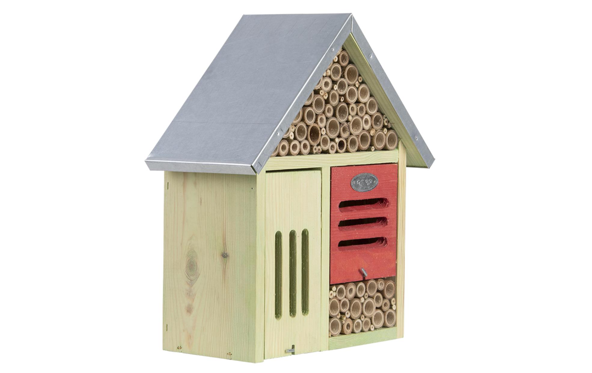 Insektenhotel LInsektenhaus auf Kiefernholz