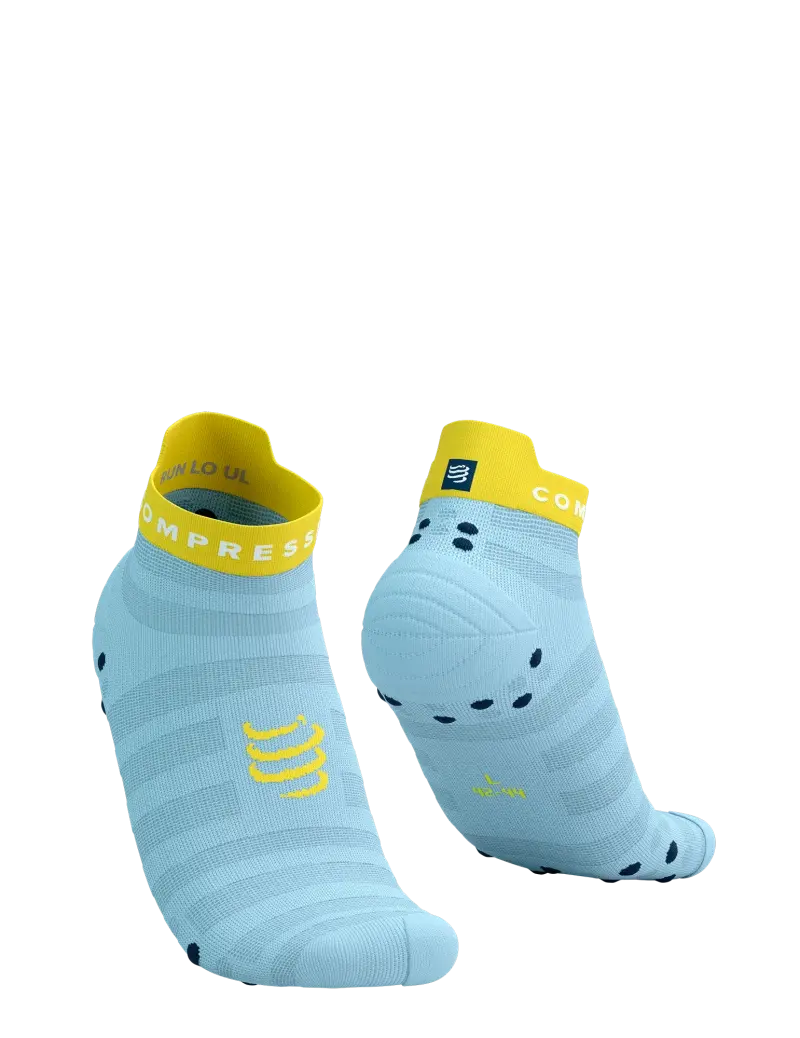 Compressport Pro Racing v4.0 Ultralight Run Low Compressiesokken Blauw/Geel