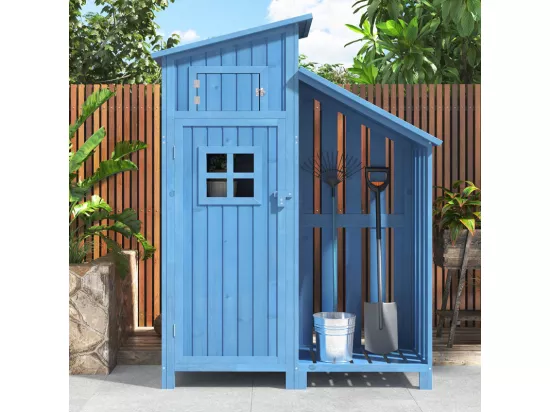 Abri de jardin en bois de sapin - remise à outils avec 2 étagères intégrées - H 173 cm - toit imperméable en PVC - Vert